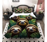 XPINGO Sloth Duvet Cover Double 200x200 cm 3 Pieces（LWT 4-3）