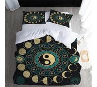 XPINGO Tai Chi Duvet Cover Double 200x200 cm 3 Pieces Soft Easy Care Microfiber Bedding Set with Zipper Closure 3D Tai Chi Comforter Cover with 2 Pillowcases 50x75 cm（style 290-3）