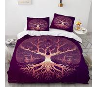 XPINGO Tree Of Life Duvet Cover Single 135x200 cm 2 Pieces Soft Easy Care Microfiber Bedding Set with Zipper Closure 3D Tree Of Life Comforter Cover with Pillowcase 50x75 cm(Stil 143-4)