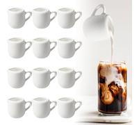 XPJBKC 12 PCS Small Milk Jug, 110 ml White Ceramic Milk Jugs, Gravy Jug, Milk Frothing Jug with Handle, Sauce Pots, Sugar Pot, Mini Milk Pouring Jug Creamer Pitcher,Syrup Server for Milk Coffee Sauces