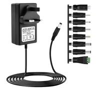 XPJBKC 12V 3A 36W Power Supply Cable Adapter AC to DC, AC Adapter 100-240V 50 60Hz with 8 Replacement Tip, 5.5 * 2.1mm Universal Charger for Household Electronics LED Router Laptop CD Player (UK Plug)