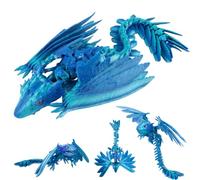 XPJBKC 3D Printed Dragon with Wings, 3D Printed Dragons, 3D Printed Toys, Feathered Wyvern Dragon Fidget Toy, Christmas and Easter Gifts for Children (Gradient Blue)