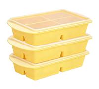 XPJBKC 3Pcs Silicone Soup Freezer Tray with Lid, Extra Large Silicone Freezer Moulds, Soup Freezer Containers Makes 4 1-Cup 250mL Broth, Soup, Leftovers and Sauce, Horizontal Orange
