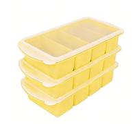 XPJBKC 3Pcs Silicone Soup Freezer Tray with Lid, Extra Large Silicone Freezer Moulds, Soup Freezer Containers Makes 4 1-Cup 250mL Broth, Soup, Leftovers and Sauce, Separate Orange