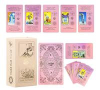 XPJBKC 78 + 2 Piece Tarot Cards with Book for Beginners, Pink Tarot Cards Deck with Side Travel Guide, PVC Tarot Cards, Waterproof and Wrinkle Free Tarot Cards (Pink)
