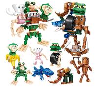 XPJBKC 8 Pcs Italian Brainrot Building Blocks Sets, 2 Types 4-in-1 Combination Tung Tung Tung Sahur Building Blocks, Tralalero Tralala Toy, 503PCS Italian Brain Rot Toys, Weird Stuff Gift for Kids Fan