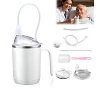 XPJBKC Adult Sippy Cups for The Elderly Non Spill, 4 in 1 Sippy Cup for Adults, 450ml Anti Choke Spill Proof Cups with Lid, 2 Straw, Straw Brush, Cup Brush, Beakers for Elderly for Disabled Adults