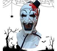 XPJBKC Art the Clown Mask, Terrifier Mask, Horror Clown Mask, Halloween Masks, Terrifier Costume Accessory with Mini Top Hat, Latex Mask for Adults, Halloween, Carnival, Cosplay