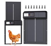 XPJBKC Automatic Chicken Coop Door with Timer, Waterproof Electric Chicken Coop with Manual Mode, Automatic Chicken Door, Anti-Pinch Design, Large LCD Display, for Safe Chicken Keeping