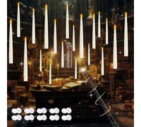 XPJBKC Floating Candles with Magic Wand, 20 PCS LED Flameless Battery Powered Candle with Timer Function, Hanging Flying Candles for Party and Festive Decoration