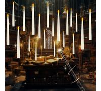 XPJBKC Floating Candles with Magic Wand, 20 Stück LED Flameless Battery Powered Candle with Timer Function, Hanging Flying Candles for Party and Festive Decoration