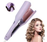 XPJBKC Hair Curler, 32mm French Wave Curling Iron, Big Wave Hair Curler with 4 Temperature Control Fast Heating, V Shaped Hair Wavers for Short and Long Hairs, Mermaid Hairs Wavers, Purple