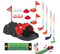 XPJBKC Kids Golf Set, Kids Toy Golf Set with 4Pcs LED Kids Golf Clubs, Dinosaur Automatic Ball Returner, Light Up Balls, Putting Mat and Holes, Toddler Golf Set Indoor Outdoor Toys for Boys Girls 3-12