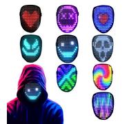 XPJBKC LED Mask with Gesture Sensing, Light Up Halloween Mask, LED Halloween Mask with 50 Static and Dynamic Images, LED Face Mask Halloween for Costume Cosplay Party Masquerade