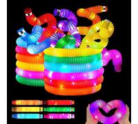 XPJBKC Light Up Pop Tubes, 24 Pack Sensory Tubes, Led Pop Tubes Fidget Toy, Glow Sticks Party Favors, Costume Prop, Birthday Gifts for Toddler Kids Adults