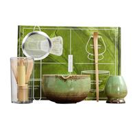 XPJBKC Matcha Whisk Set, 5 PCS Matcha Tea Kit, Reusable Whisk, Brownish Green Bowl, Whisk Holder, Powder Strainer, Gift for Beginners and Enthusiasts
