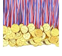 XPJBKC Medals for Children, 100 Pieces Plastic Medals, Gold Medals for Kids with Ribbon, Medals for Adults, Football Winner Award Medals, Sports Day Medals for Sports Competition