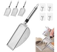 XPJBKC Pack of 4 Cat Scoops for Cat Litter Tray, Metal Cat Litter Scoop, Multifunctional Garden Sieve Made of Stainless Steel, Earth Sieve (2/2.8/3.8/5 mm Mesh)