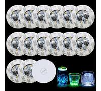 XPJBKC Posavasos 15 Pcs LED Coasters Self Adhesive Multicolor LED Coasters 6cm Bright Round Coasters for Bar Party Beer