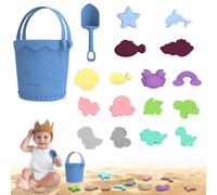 XPJBKC Sand Toys Silicone, 18 PCS Soft Sand Pit Toys, Bucket and Spade Beach Set Kids, Outdoor Fun Tools Beach Toys for Toddlers Age 1-5, Sand Castle Kit for Camping, Summer Activities