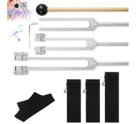 XPJBKC Tuning Forks for Healing, 128Hz, 256Hz, 512Hz Body Weighted Tuning Fork Medical for Chakra Healing Sound Therapy, Aluminum Alloy Tuning Fork Set Frequency Healing Devices Meditation Tools
