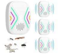 XPJBKC Ultrasonic Mice and Rats, 4 Pieces Ultrasonic Mouse Repellent for Mice, Cockroaches, Flies and Spiders