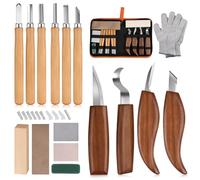 XPJBKC Wood Carving Kit, 17PCS Wood Whittling Kit with Chisel Set, Basswood Blocks, Storage Bag, Woodworking Set, Gift for Beginners, DIY Lovers, Adults Kids