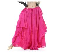 XPJYUA Belly Dance Swing Linen Skirt for Dancers Belly Dance Dress(Red1)