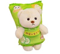 XPJYUA Cartoon Plush Hand Pillow Creative Cartoon Potato Chip Snack Pack Lina Bear Panda Hand Warmer Throw Pillow 2 In 1 Cute Teddy Doll(Green bear)
