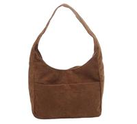 XPJYUA Corduroy tote bag Commuter Shoulder Tote Large Bag Women Handbag Capacity Single Solid Color Portable Shopping Student Book Bags(Brown)