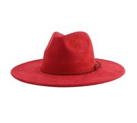 XPJYUA Men Fedora Hat Suede Top Hat 9.5cm Wide Brim Fedora Hat Men Women Autumn Winter Felt Jazz Hats Classic Church Fedoras(Wine red)