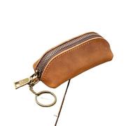 XPJYUA Mini Coin Purse 2 Pcs Retro Leather Coin Bag Simple Zipper Clutch Wallet Credit Card Holder Key Bags Men Money Change Pouch Business(Brown)