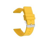 XPJYUA Rubber Watch Straps 12mm 14mm 16mm 18mm 20mm 22mm 24mm Silicone Strap for Soft Rubber Band Candy Color Men Women Replace Bracelet Accessories(Yellow,SILVER BUCKLE_14MM)