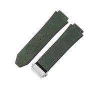 XPJYUA Rubber Watch Straps Soft Comfortable Frosting Cowhide Watch Strap for Classic 19mm Rubber Underskin Wristband Replacement for Men Women(Green-Steel)