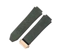 XPJYUA Rubber Watch Straps Soft Comfortable Frosting Cowhide Watch Strap for Classic 19mm Rubber Underskin Wristband Replacement for Men Women(Green-Rose)