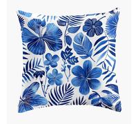 xpkvdsq Cushion Covers 45 X 45 Blue Flowers Leaves Christmas Decorations Pillowcase, Winter Decorative Pillow Case For Indoor Home Bedroom Sofa Xmas Couch Decor