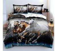 xpkvdsq king Size Duvet Cover Sets 135x200cm Forest Horse Bedding Set 3 pieces, Soft Microfiber Duvet Cover Set, with 2 Pillowcases 50x75cm Easycare Bedding Set