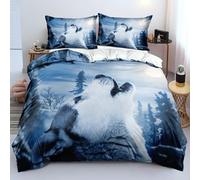 xpkvdsq king Size Duvet Cover Sets 220x240cm Wolf Forest Bedding Set 3 pieces, Soft Microfiber Duvet Cover Set, with 2 Pillowcases 50x75cm Easycare Bedding Set