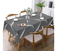 xpkvdsq Table Cloths Rectangle Wipe Clean Black Geometry Linen Home Anti-fade Classic Printed Protector for Kitchen Picnic for Wedding Christmas Party Home Table Decorations140x240cm