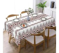 xpkvdsq Table Cloths Rectangle Wipe Clean Brown Geometry Dust-Proof Shrink-Proof Resistant Wrinkle Waterproof Table Cover for Kitchen Dinning Patio Picnic Tabletop Decoration140x180cm