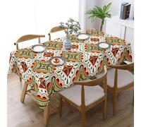 xpkvdsq Table Cloths Rectangle Wipe Clean Brown Geometry Dust-Proof Shrink-Proof Resistant Wrinkle Waterproof Table Cover for Kitchen Dinning Patio Picnic Tabletop Decoration140x220cm
