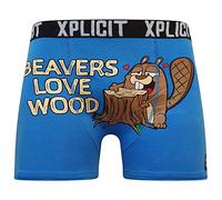 Xplicit 2k20Sep Mens Boys By Crosshatch Novelty Rude Boxer Trunks Shorts Underwear Funny[Beaver - Blue,XL]