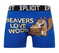 Xplicit 2k20Sep Mens Boys By Crosshatch Novelty Rude Boxer Trunks Shorts Underwear Funny[Beaver - Navy,L]
