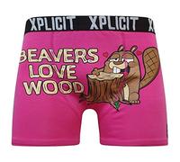 Xplicit 2k20Sep Mens Boys By Crosshatch Novelty Rude Boxer Trunks Shorts Underwear Funny[Beaver - Pink,XL]