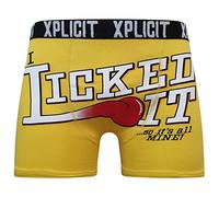 Xplicit 2k20Sep Mens Boys By Crosshatch Novelty Rude Boxer Trunks Shorts Underwear Funny[Licked - Yellow,XL]