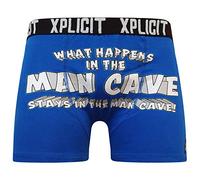 Xplicit 2k20Sep Mens Boys By Crosshatch Novelty Rude Boxer Trunks Shorts Underwear Funny[Man Cave - Blue,L]