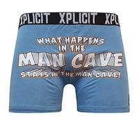 Xplicit 2k20Sep Mens Boys By Crosshatch Novelty Rude Boxer Trunks Shorts Underwear Funny[Man Cave - Sky,XL]