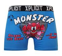 Xplicit Mens Designer Novelty Funny Underwear Boxer (Cage Beast - Blue,M)