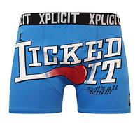 Xplicit Mens Designer Novelty Funny Underwear Boxer (Licked - Blue,XL)