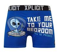 Xplicit Mens Funny Nickers Novelty Shorts Trunks Boxer (Alien - Navy,M)
